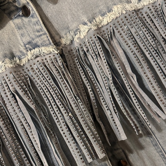 Rock & Republic Light Blue Fringe Jean Jacket - Picture 8 of 8